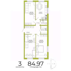 3-к квартира, строящийся дом, 85м2, 16/18 этаж