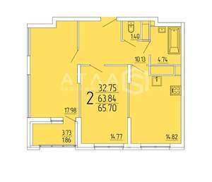 1-к квартира, вторичка, 43м2, 2/17 этаж