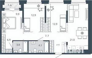 3-к квартира, вторичка, 85м2, 19/24 этаж
