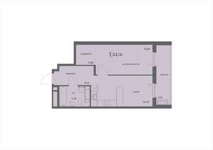 1-к квартира, вторичка, 53м2, 9/18 этаж