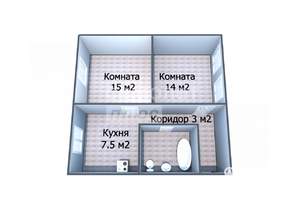 2-к квартира, вторичка, 43м2, 2/2 этаж