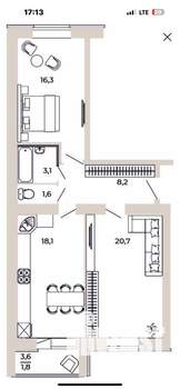 2-к квартира, вторичка, 70м2, 1/10 этаж