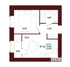 1-к квартира, вторичка, 36м2, 10/17 этаж