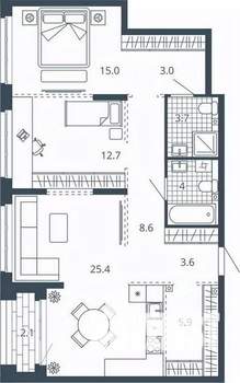 2-к квартира, вторичка, 84м2, 8/24 этаж