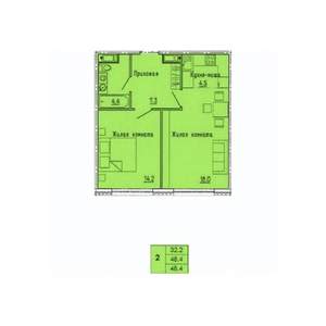 2-к квартира, строящийся дом, 48м2, 3/18 этаж