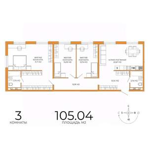 3-к квартира, строящийся дом, 105м2, 13/18 этаж