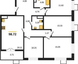4-к квартира, строящийся дом, 99м2, 9/12 этаж