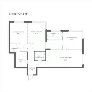 3-к квартира, вторичка, 107м2, 5/21 этаж