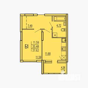 1-к квартира, вторичка, 38м2, 1/17 этаж