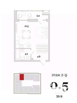 1-к квартира, вторичка, 36м2, 2/24 этаж