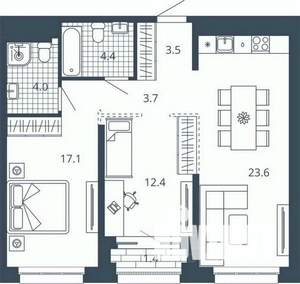 2-к квартира, вторичка, 70м2, 11/24 этаж