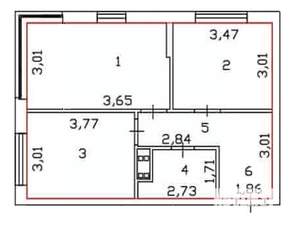 2-к квартира, вторичка, 50м2, 5/9 этаж