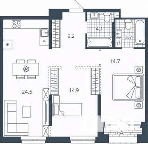 2-к квартира, вторичка, 73м2, 14/23 этаж