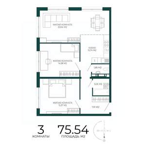 3-к квартира, строящийся дом, 76м2, 5/17 этаж