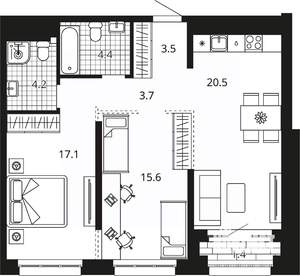2-к квартира, вторичка, 70м2, 10/23 этаж