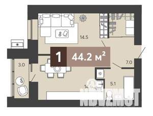 1-к квартира, вторичка, 44м2, 1/17 этаж