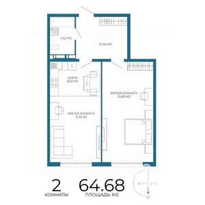 2-к квартира, вторичка, 65м2, 9/17 этаж
