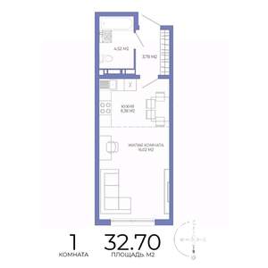 1-к квартира, вторичка, 33м2, 16/17 этаж