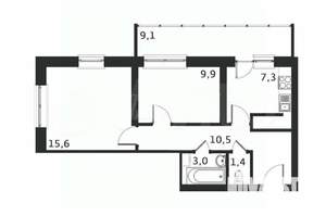 2-к квартира, вторичка, 57м2, 13/22 этаж