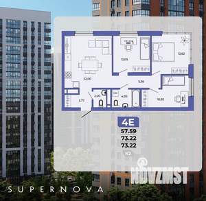 4-к квартира, сданный дом, 73м2, 11/20 этаж
