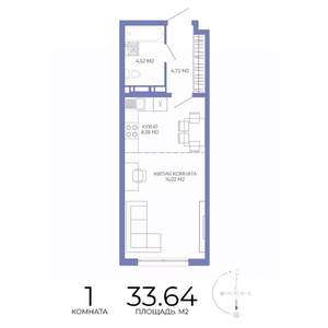 1-к квартира, строящийся дом, 34м2, 11/17 этаж