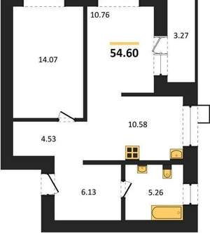 2-к квартира, вторичка, 55м2, 15/17 этаж