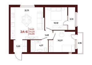 2-к квартира, вторичка, 55м2, 11/18 этаж