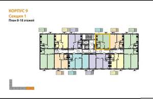 1-к квартира, сданный дом, 34м2, 16/18 этаж