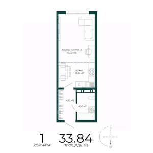 1-к квартира, вторичка, 34м2, 15/17 этаж