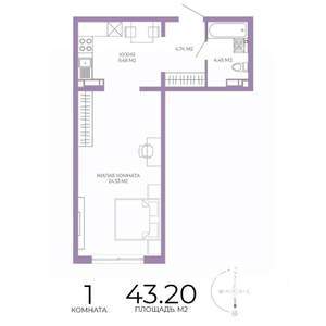 1-к квартира, строящийся дом, 43м2, 10/17 этаж