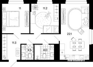 3-к квартира, вторичка, 62м2, 7/17 этаж