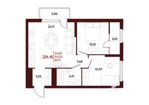 2-к квартира, вторичка, 55м2, 16/18 этаж