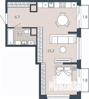 1-к квартира, вторичка, 53м2, 5/23 этаж