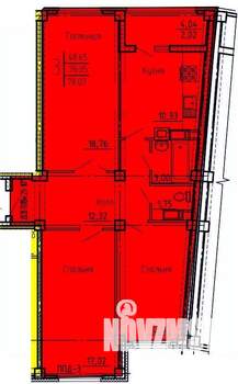 3-к квартира, строящийся дом, 78м2, 2/18 этаж