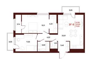 2-к квартира, вторичка, 72м2, 3/18 этаж