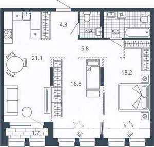 2-к квартира, вторичка, 76м2, 7/24 этаж
