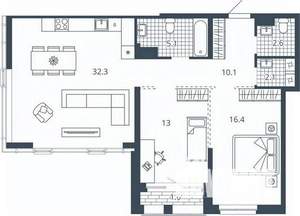 2-к квартира, вторичка, 84м2, 18/23 этаж