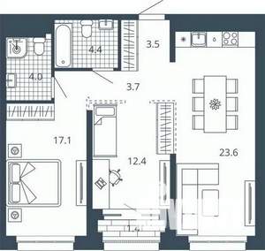 2-к квартира, вторичка, 70м2, 10/24 этаж