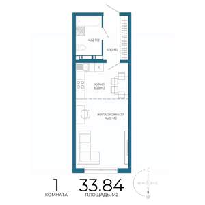1-к квартира, вторичка, 34м2, 10/17 этаж