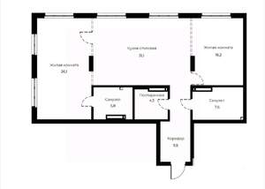 2-к квартира, вторичка, 101м2, 9/23 этаж