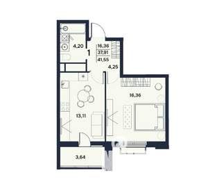 1-к квартира, вторичка, 42м2, 3/17 этаж