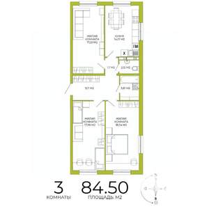 3-к квартира, строящийся дом, 85м2, 5/18 этаж