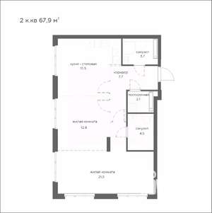 2-к квартира, вторичка, 68м2, 3/21 этаж