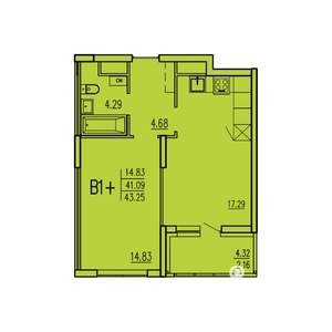 1-к квартира, вторичка, 43м2, 16/17 этаж