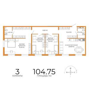 3-к квартира, вторичка, 105м2, 3/18 этаж