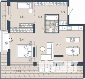 2-к квартира, вторичка, 83м2, 12/23 этаж