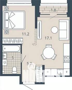 1-к квартира, вторичка, 40м2, 13/23 этаж
