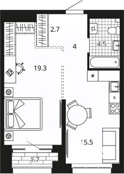 1-к квартира, вторичка, 47м2, 14/23 этаж