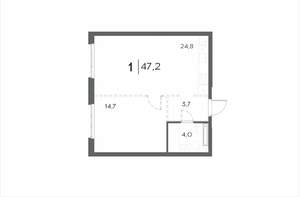 1-к квартира, вторичка, 47м2, 10/21 этаж