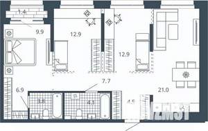 3-к квартира, вторичка, 85м2, 22/23 этаж
